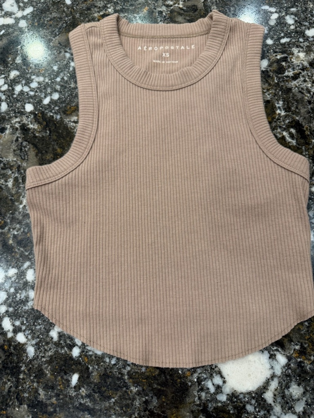 Aéropostale Ribbed Cropped Tank Top XS Neutral Beige Fitted Basic